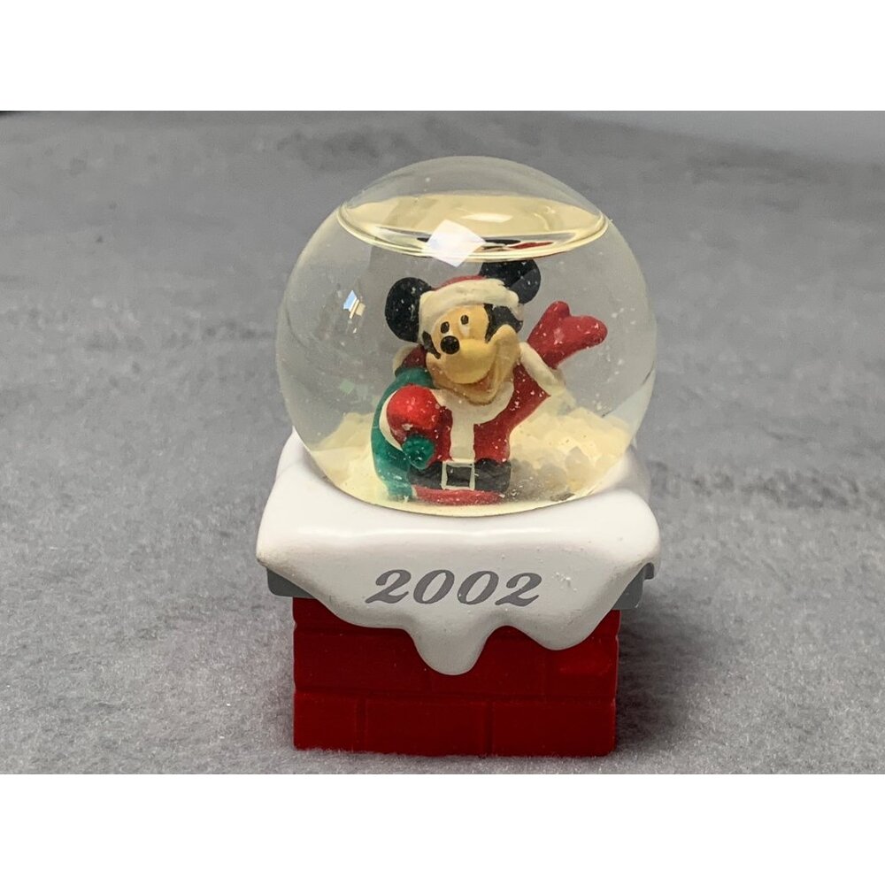 Disney Mickey Mouse Snow Globe 2002 Santa on Chimney Holiday JC Penny